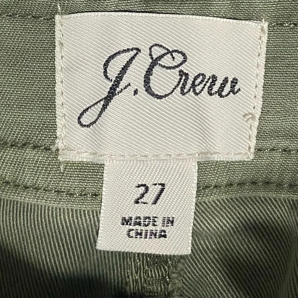 J.Crew The New Straight-Leg Cargo Pant Olive Green High Rise Twill Size 27
